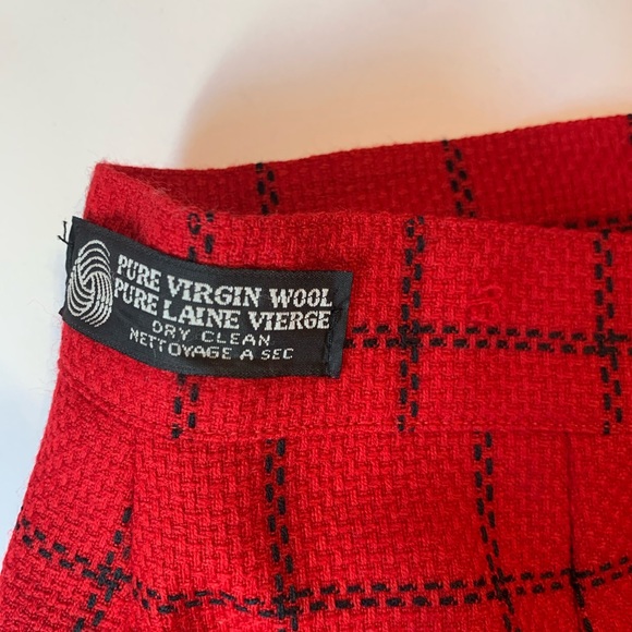 Vintage Braemar Wool Skirt Red Windowpane Plaid Waist 28" - Picture 8 of 10